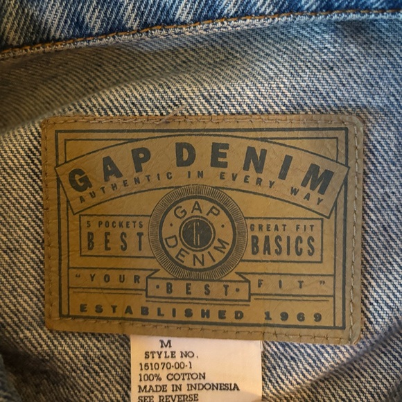 Vintage 90s Gap Denim Collared Button Up Stonewashed Jean Jacket Size Medium - Picture 8 of 9